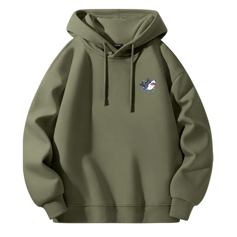 Детский худи с капюшоном средней плотности MINISO, Palm Green (Happy Shark Chest Logo)