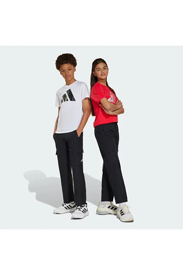 Детские спортивные штаны для девочек с прямым кроем Essentials Climacool Cargo Kids' Sweatpants Adidas, Black / White