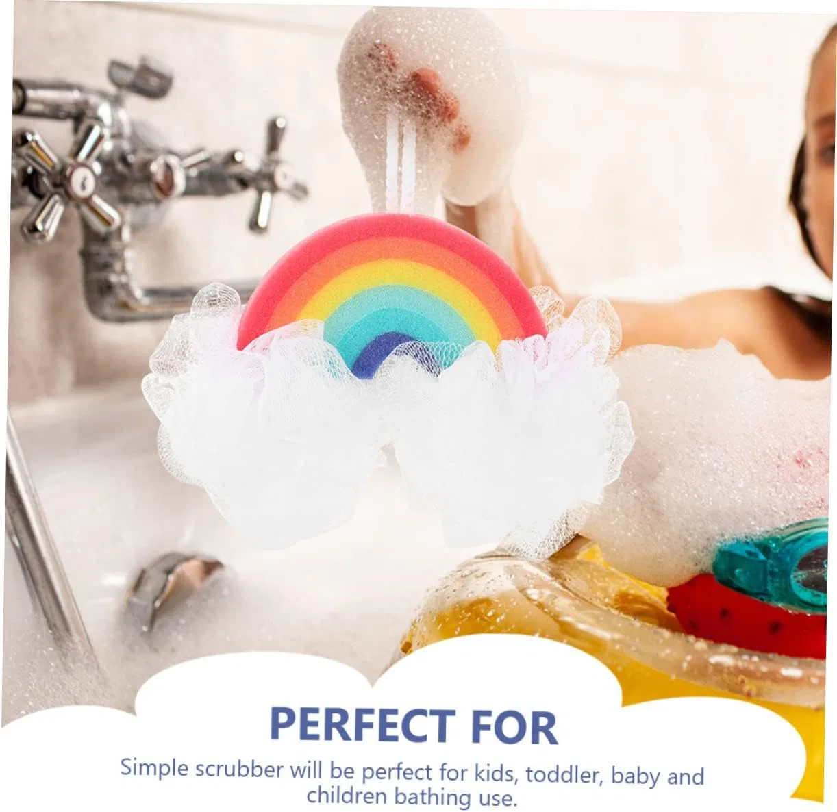 Губка для ванны Rainbow Bath Scrubber, DOITOOL, 4 шт, 20x15x7 см — фото 2