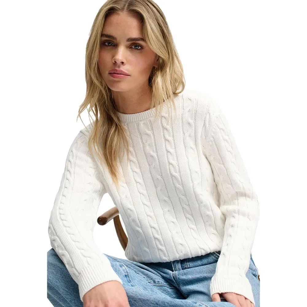 Женский свитер с косами Essentials SD&CO Superdry, White — фото 4