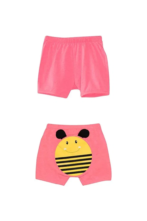 Детские шорты для девочек с принтом Basics Lovetti, Neon Fuchsia