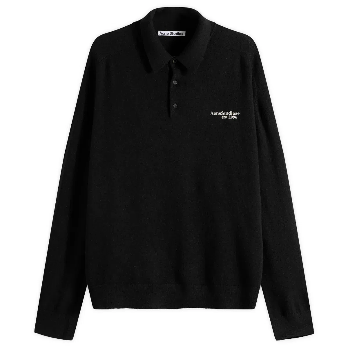 Пуловер с поло из ячьей шерсти Kluxey light richard yak polo jumper Acne Studios, Black