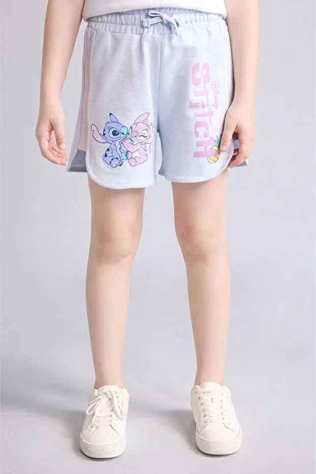 Детские шорты для девочек с принтом Lilo & Stitch Defacto, Blue-Be472 — фото 2