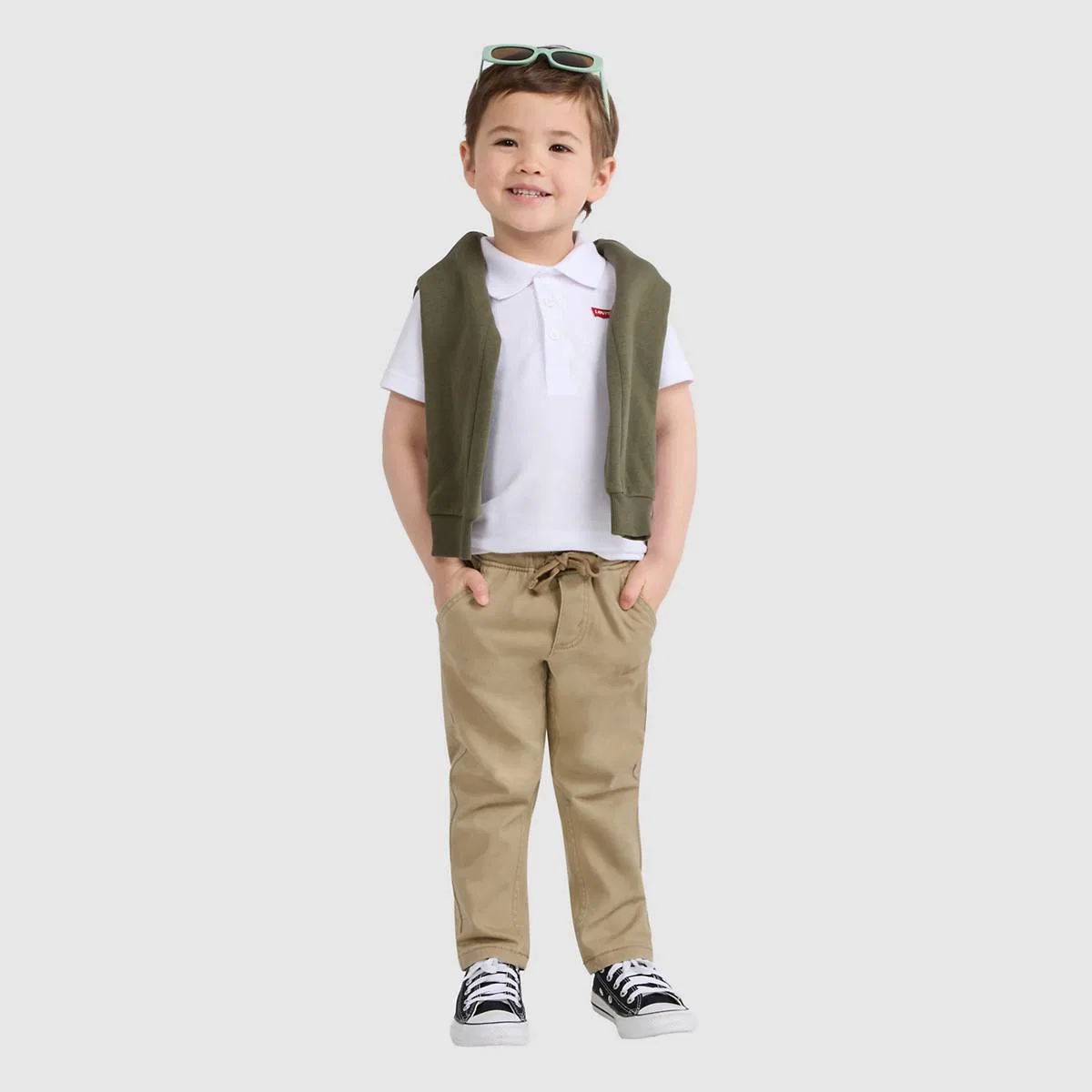 Узкие замшевые брюки на резинке для мальчиков 2-4 лет Levi's, Harvest Gold - Gold — фото 2
