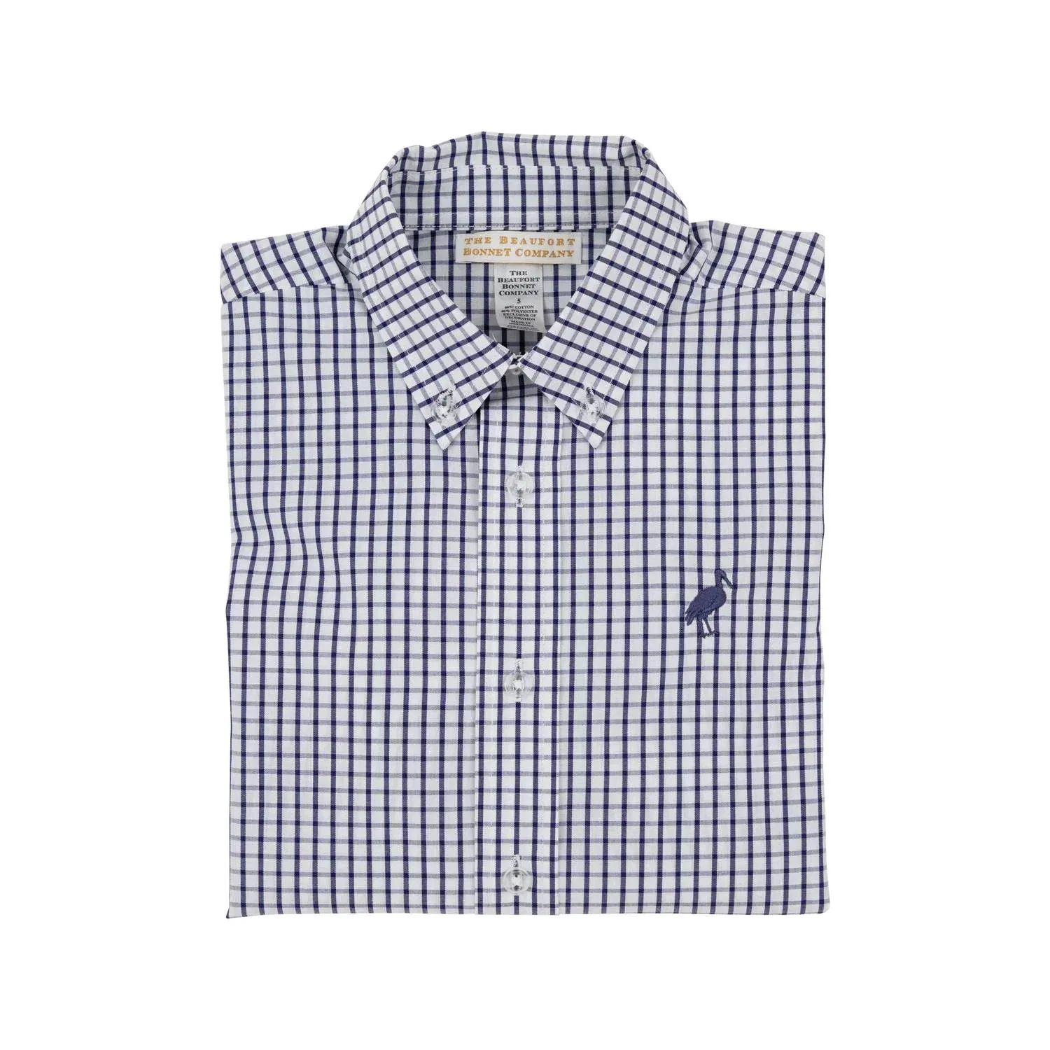 Детская рубашка для мальчиков с принтом Nantucket Navy Windowpane Beaufort Bonnet, Nantucket Navy Windowpane — фото 2