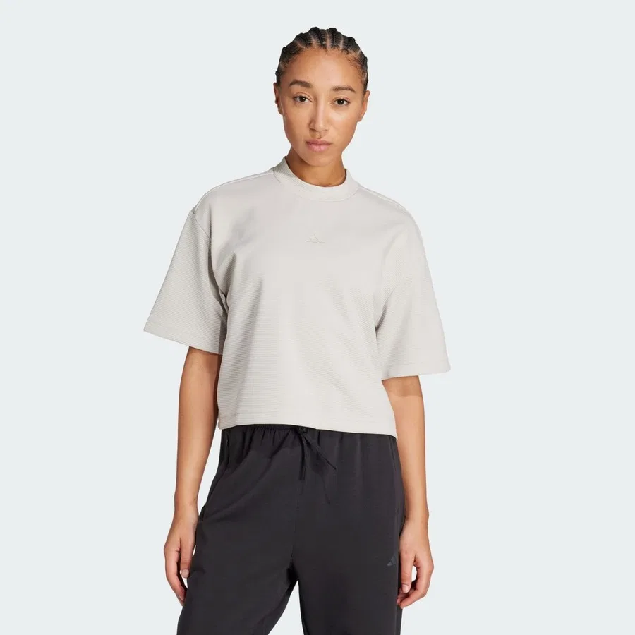 Женская футболка для йоги с текстурным узором adidas Performance Yoga Motion Waffle Tee, Бежевый