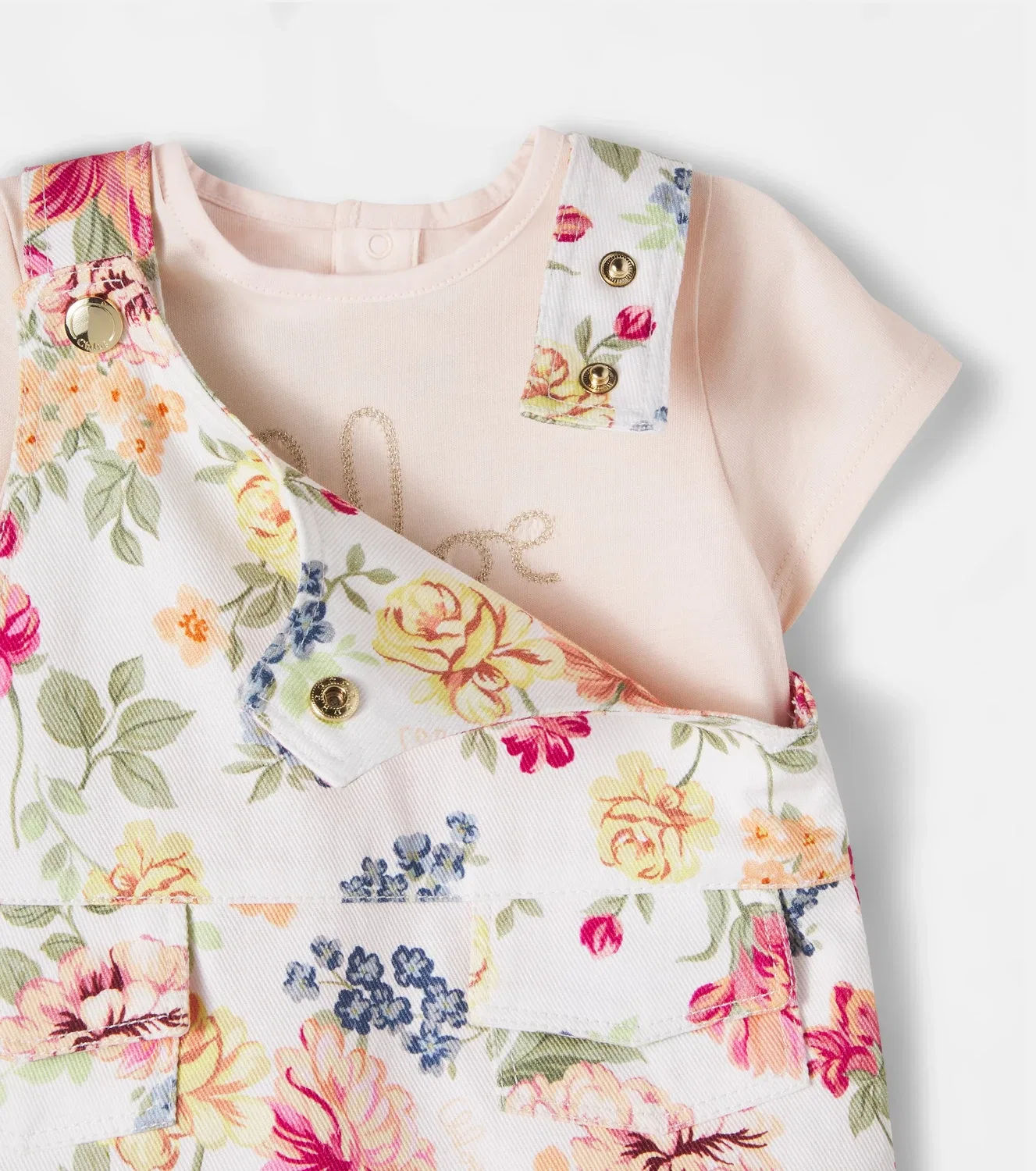 Комплект из платья и футболки с цветочным узором Chloé Kids, мультиколор — фото 4