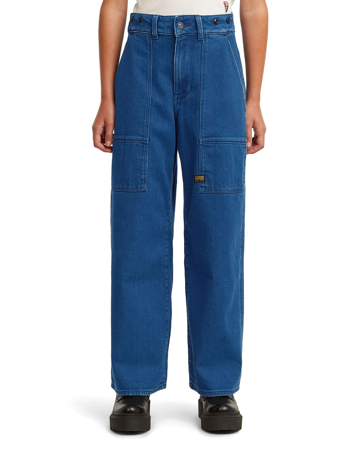 Джинсы G-Star свободного кроя Girls BÄRrel Utility High Loose Jeans синего цвета — фото 2
