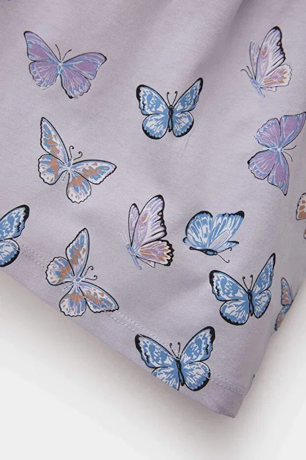 Детское платье для девочек с принтом Floral short sleeve dress baby girl c0075a525sm Defacto, Purple-Pr305 — фото 3