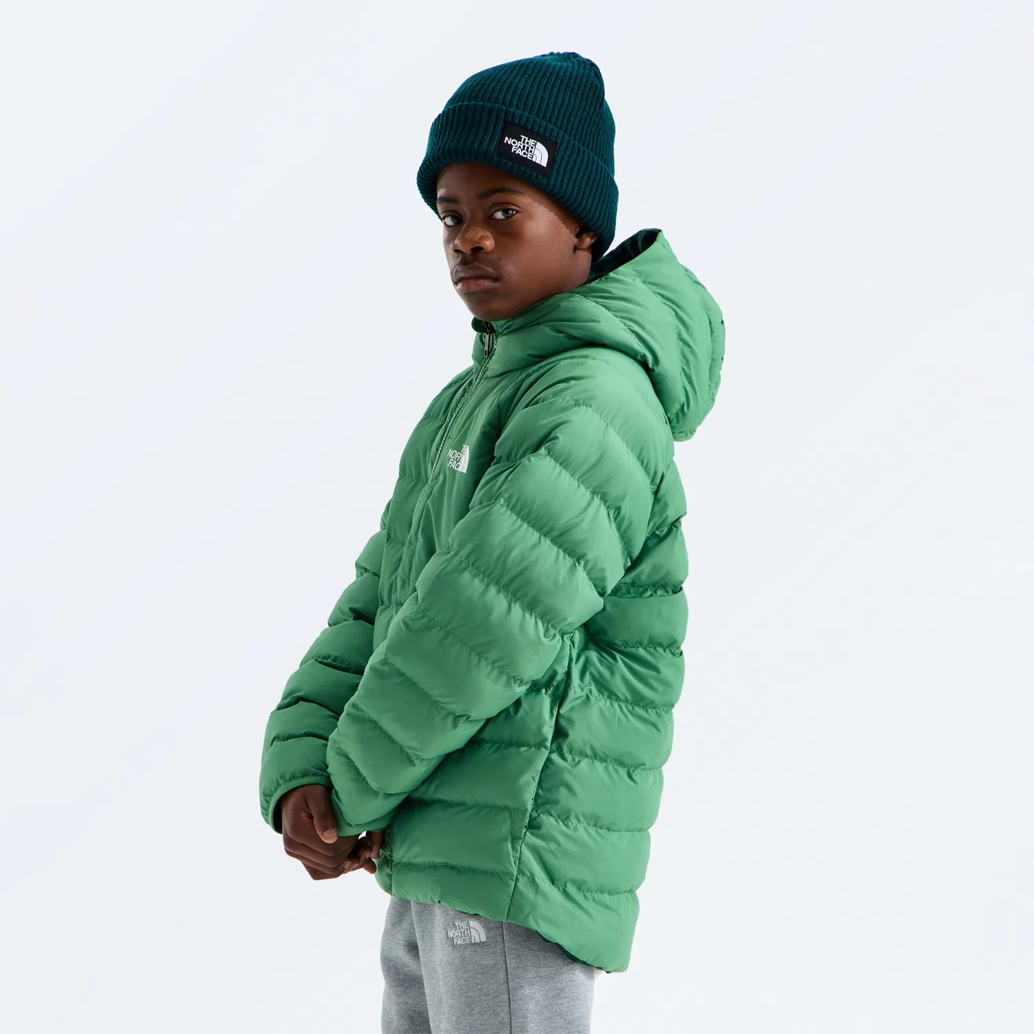 Куртка детская утепленная с капюшоном двусторонняя Reversible Perrito The North Face, Dimmed Algae — фото 4