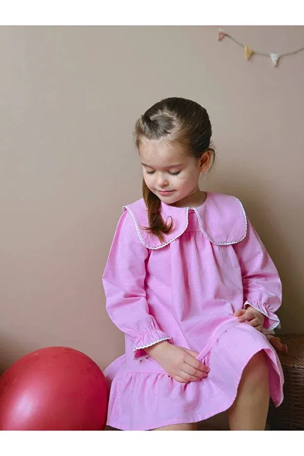 Детское платье для девочек хлопковое Nvn Kids, Pink — фото 4