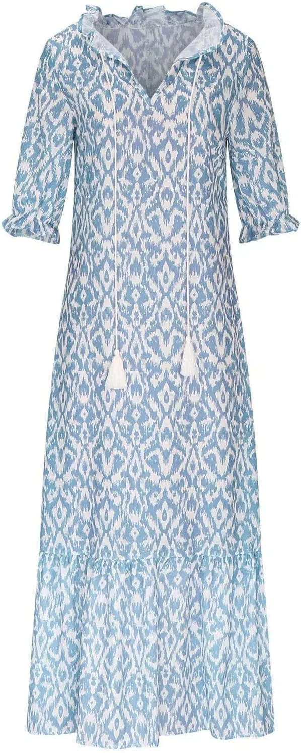 Женское макси-платье с воланами A-силуэта Light Blue — фото 3