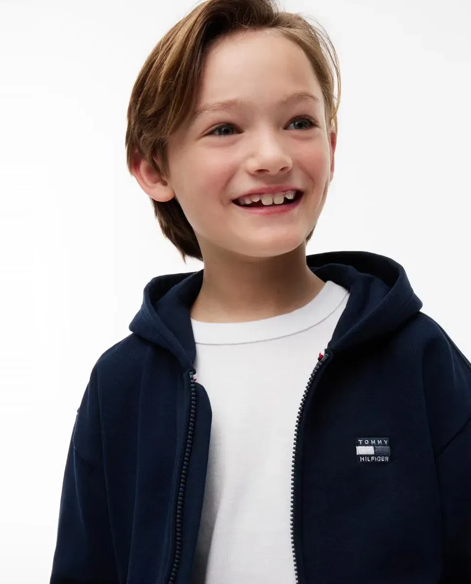Детская кофта с капюшоном и молнией для мальчиков Tommy Hilfiger, Azul — фото 3