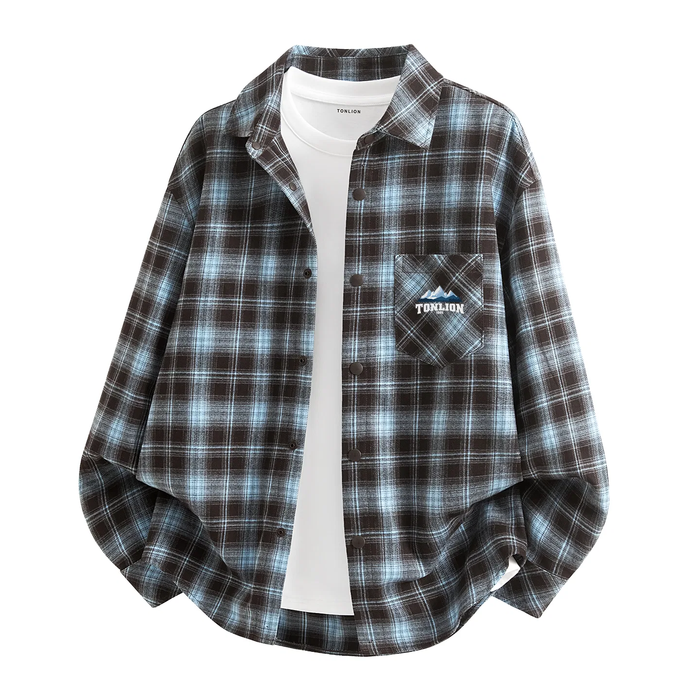 Детская рубашка с принтом Tonlion, Blue Plaid