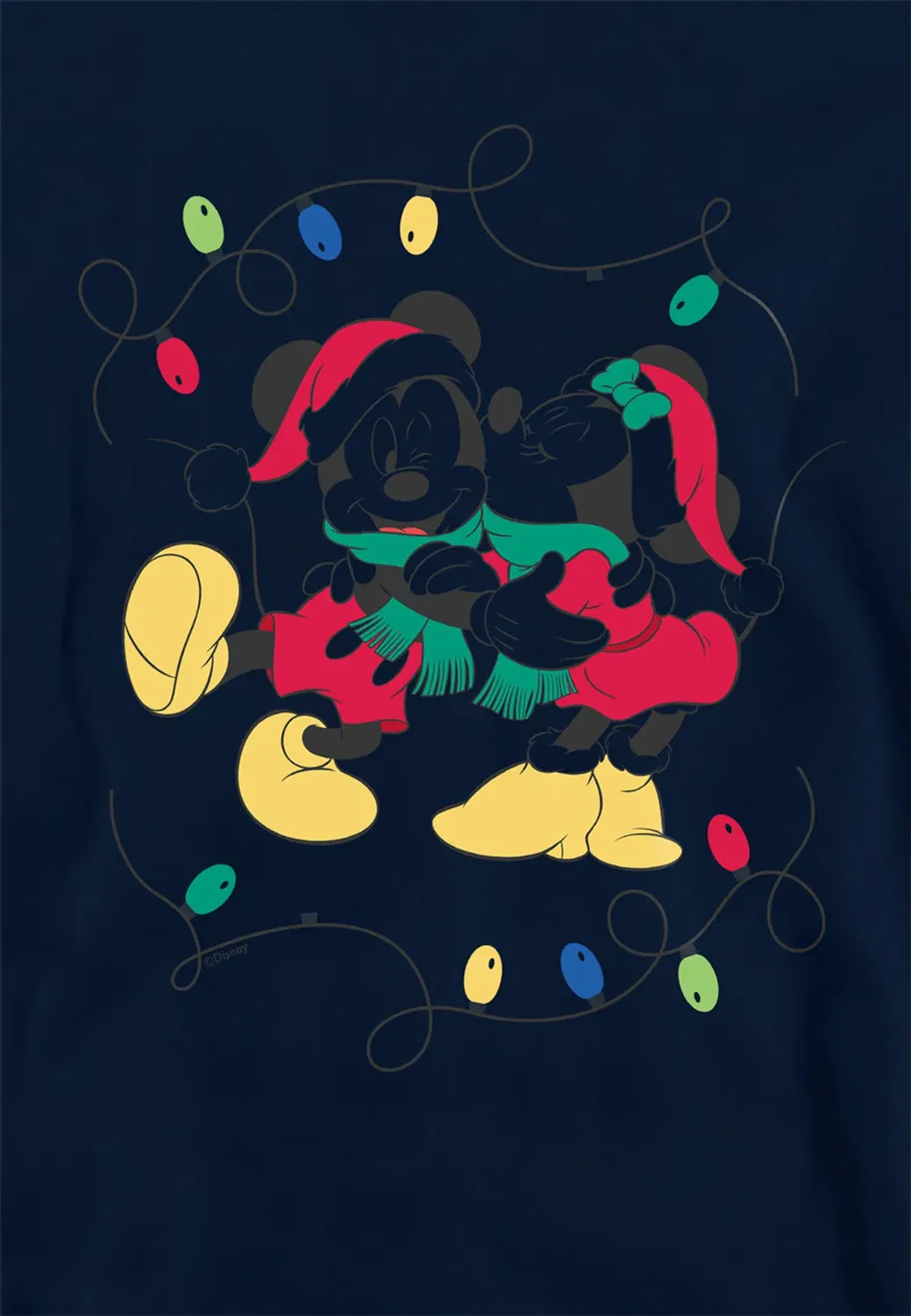 Детский худи с принтом Mickey Mouse and Minnie Christmas Kiss Disney, Navy — фото 2