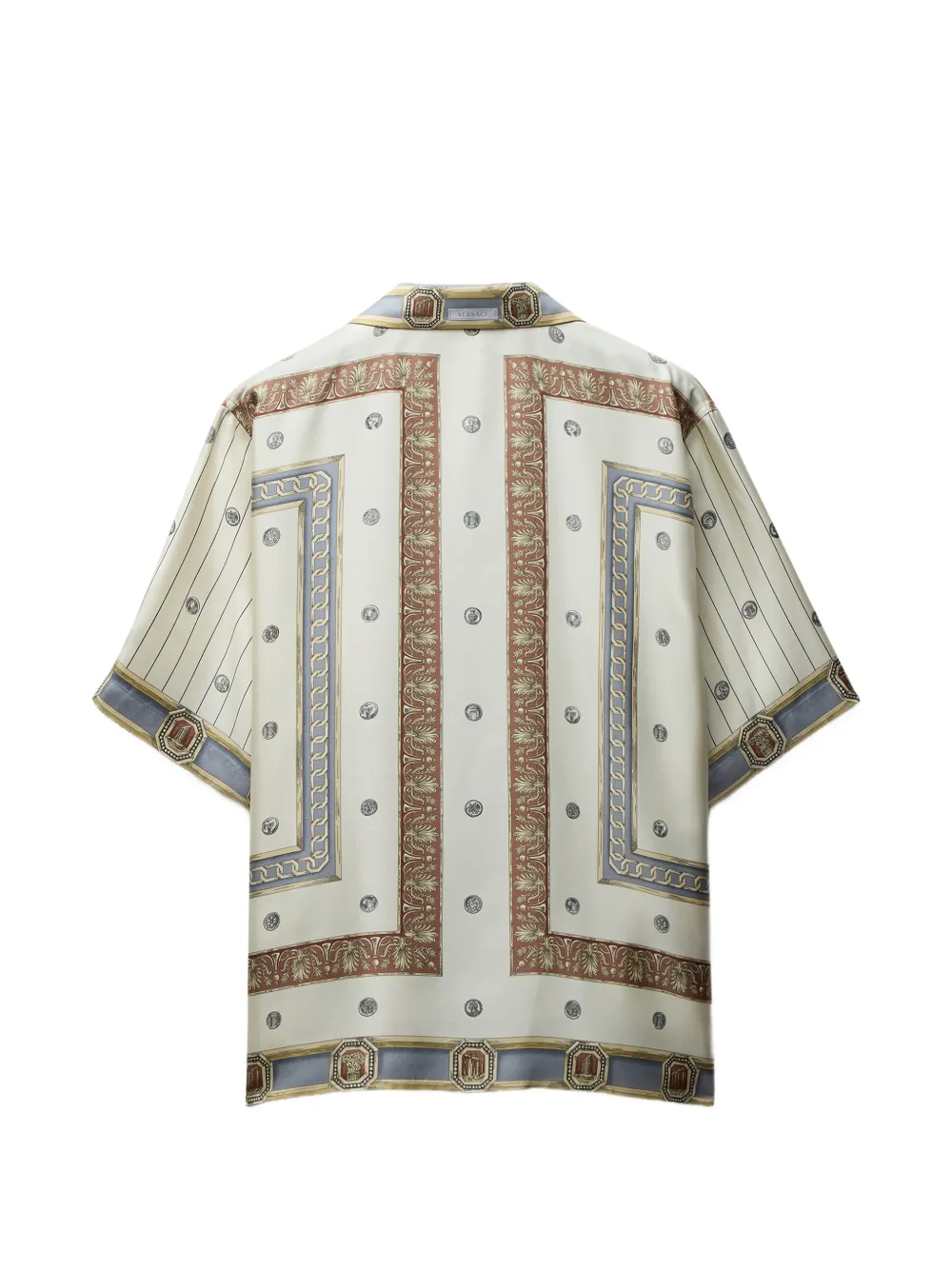 Рубашка Versace Printed Silk Twill, бежевый/коричневый/голубой — фото 2
