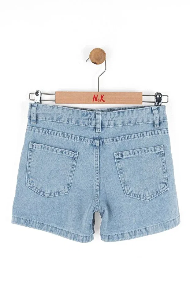 Детские шорты для девочек джинсовые с вышивкой Nk Kids, Blue — фото 2