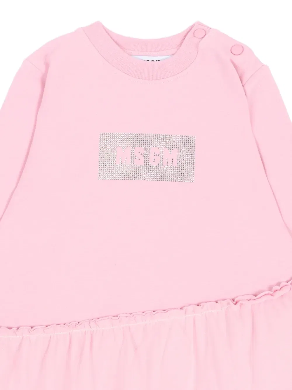 Платье с оборками, украшенное кристаллами MSGM Kids, розовый — фото 3