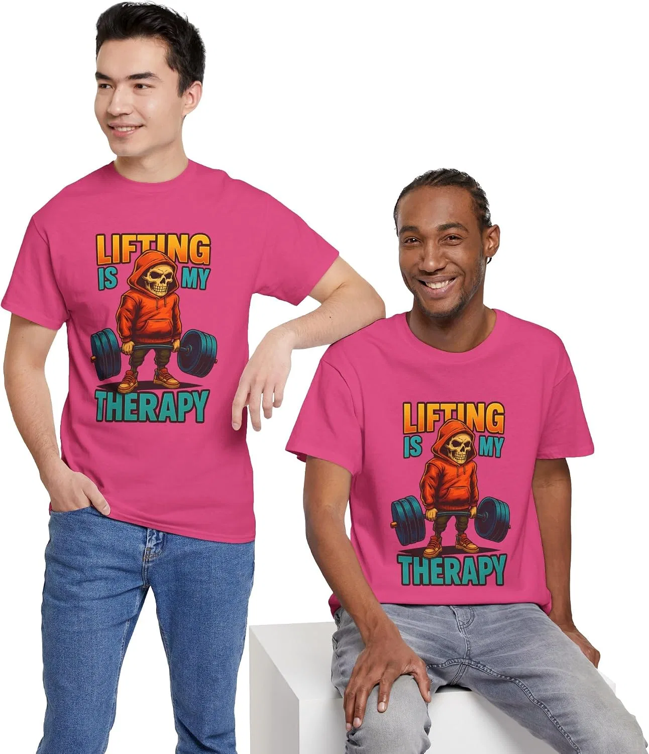 Футболка с принтом Lifting Is My Therapy, Heliconia — фото 4