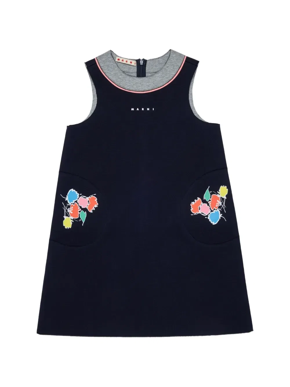 Платье с цветочным принтом Marni Kids, синий