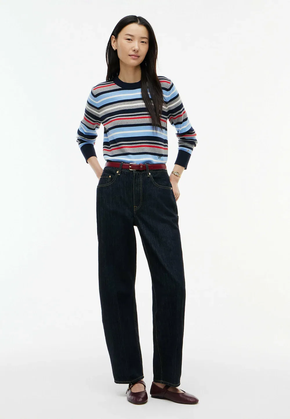 Тканый джемпер премиум-класса с круглым вырезом Tommy Hilfiger, Medium Grey Htr Multi Stp — фото 2