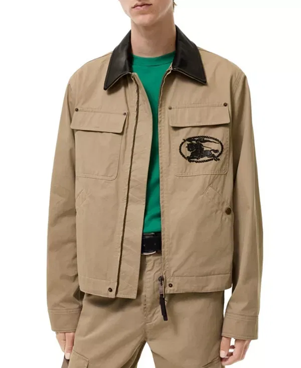 Мужская куртка с кожаным воротником Burberry, Saltmarsh Beige