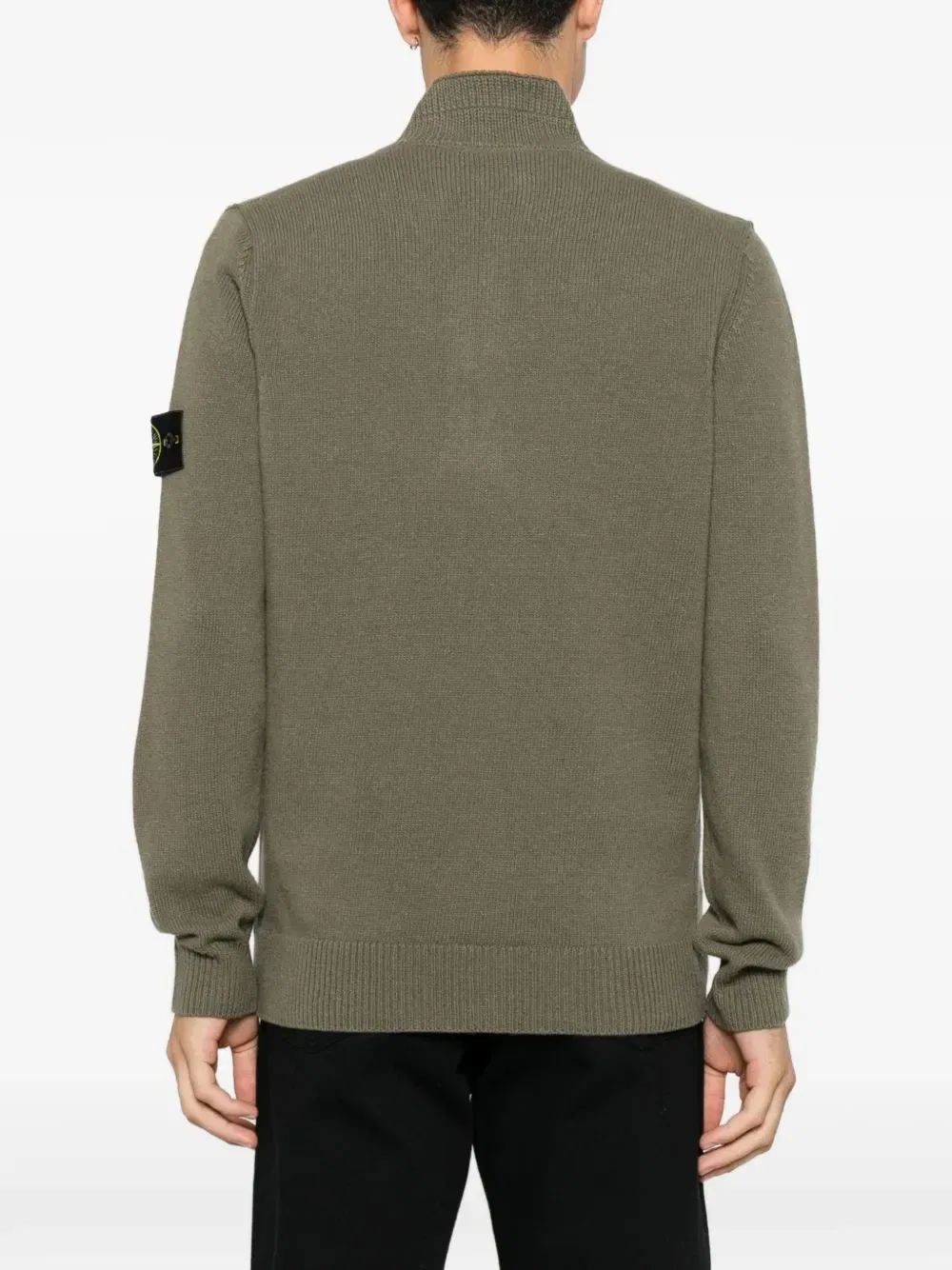 Свитер с логотипом на молнии до середины груди Stone Island, зеленый — фото 4