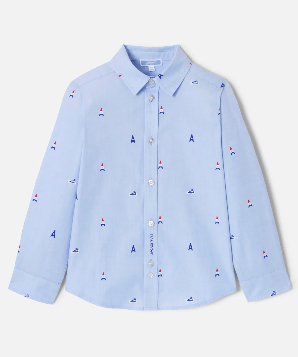 Детская рубашка с длинным рукавомс принтом Эйфелевой башни jacadi, Light Blue