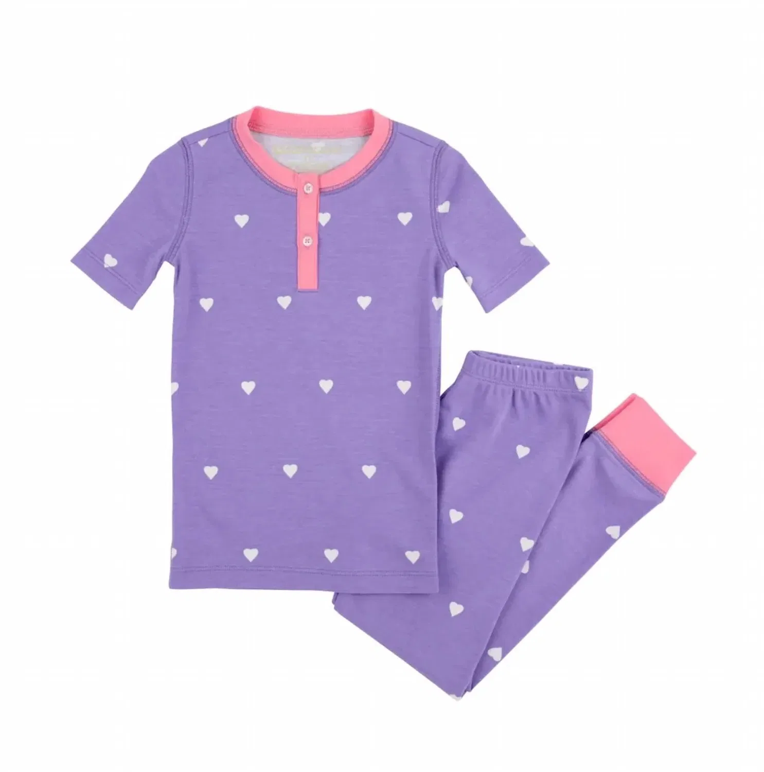 Детский комплект пижамы с коротким рукавом Sara Janes Beaufort Bonnet, Heart Eyes Purple