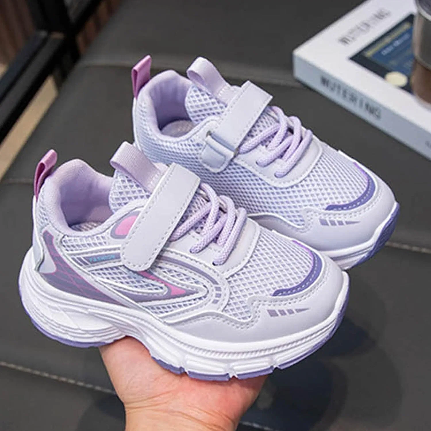 Детские кроссовки для мальчиков без шнурков IWIHMIV, Purple — фото 2