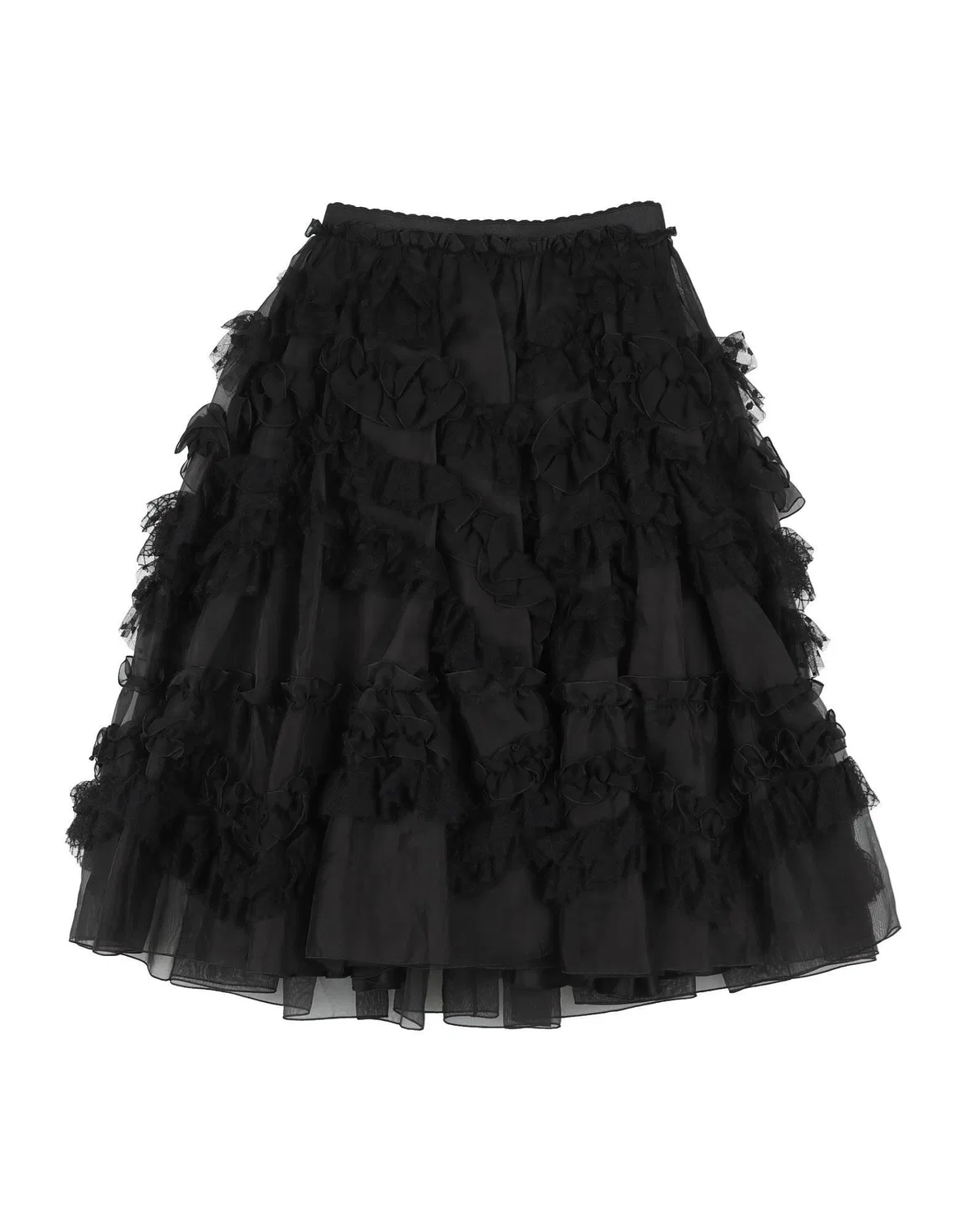 Детская юбка для девочек из органзы с рюшами Dolce&Gabbana, черный