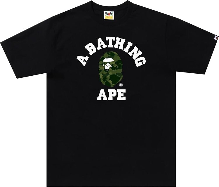 

Футболка BAPE Color Camo College Tee 'Black/Green', черный