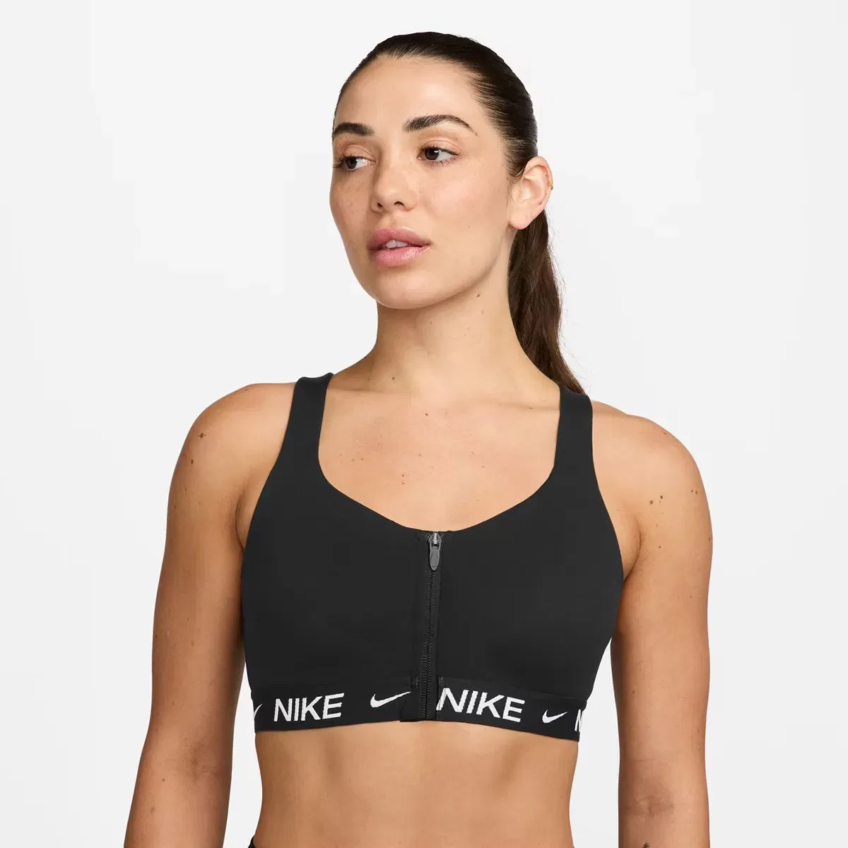 Женский топ с высокой поддержкой Indy High Support Zip Bra Nike, Negro