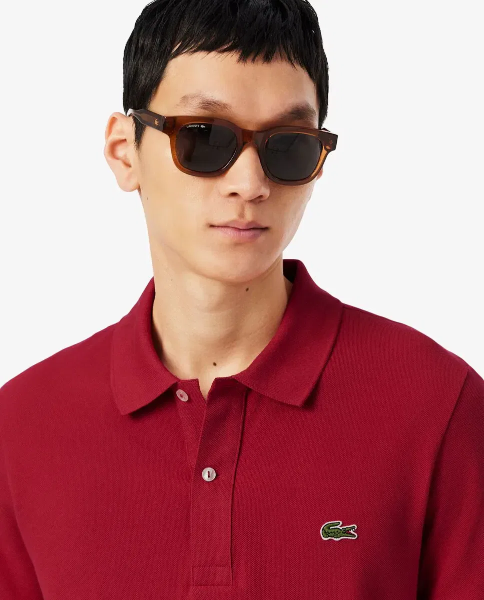 Мужское поло из пике с коротким рукавом Lacoste, Красный Вишневый — фото 3