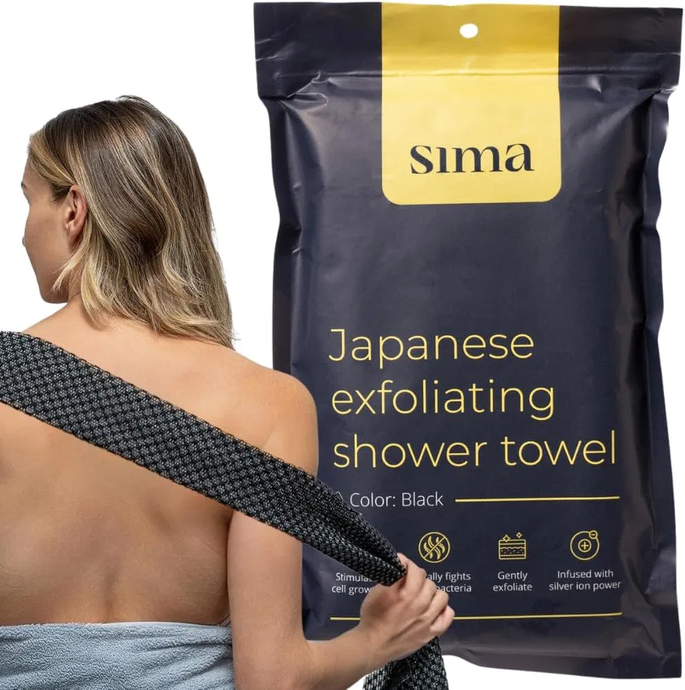 Щетка для тела Exfoliating Hexagonal Fiber Body Scrubber, Sima Brand, 1 шт, 119.4x25.4 см, Black