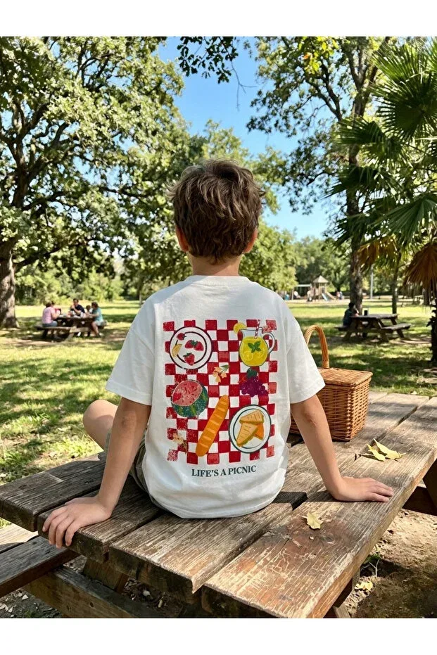 Детская футболка для девочек с принтом Life's A Picnic Elibaby, Life'S A Picnic Print — фото 2