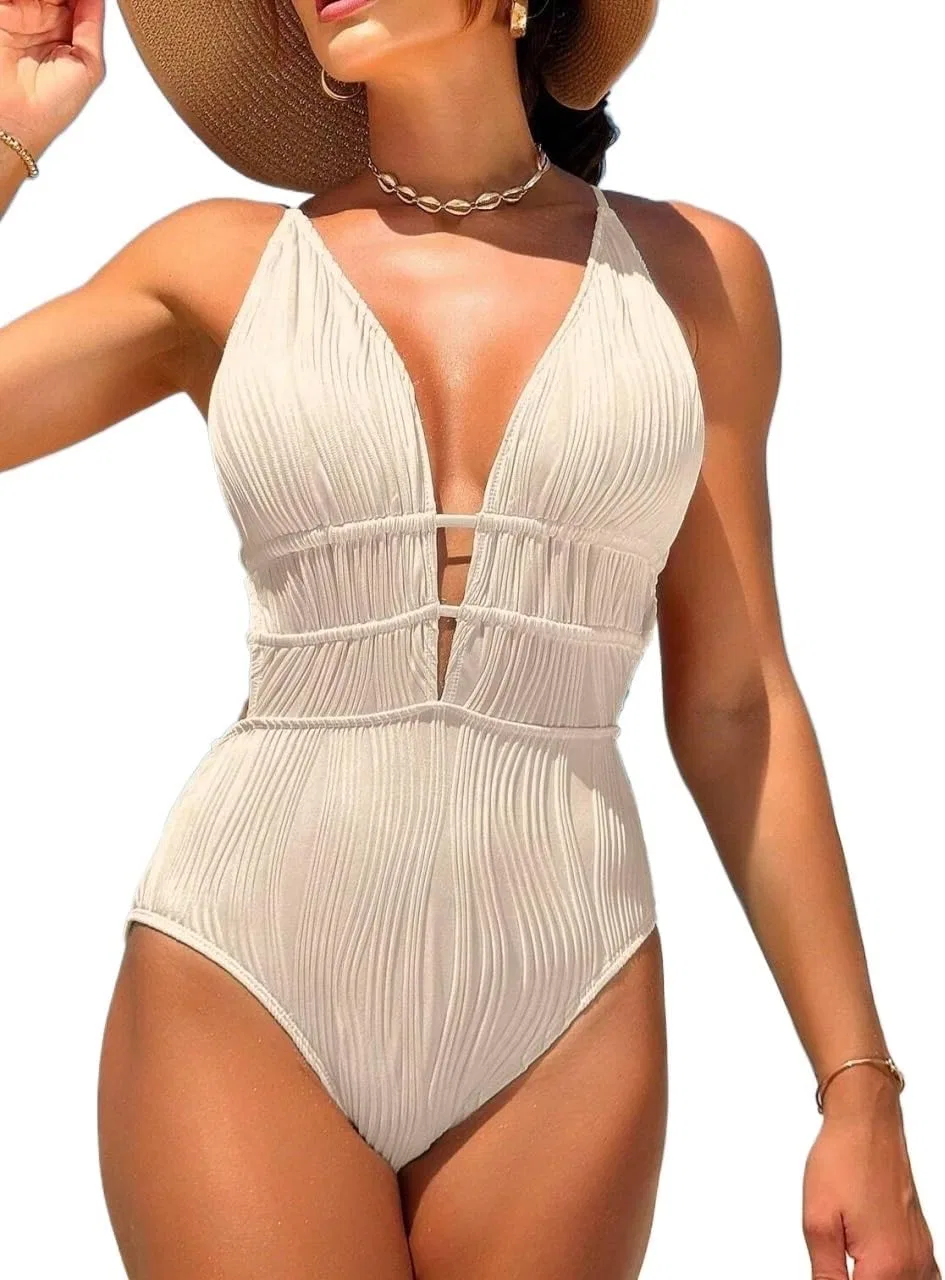Женский цельный купальник с вырезами, Monokini, Apricot