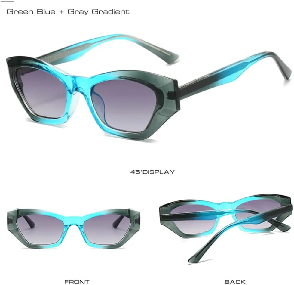 

Солнцезащитные очки Polygon Cat Eye с двойным цветовым переходом, женские, ретро, ​​градиентные, с защитой от УФ-излучения UV400, мужские солнцезащитные очки VFDHN, 8