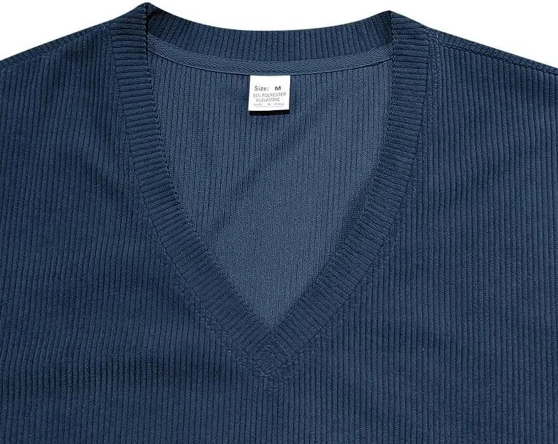 Мужская майка с глубоким V-вырезом для тренировок, Dark Blue — фото 4