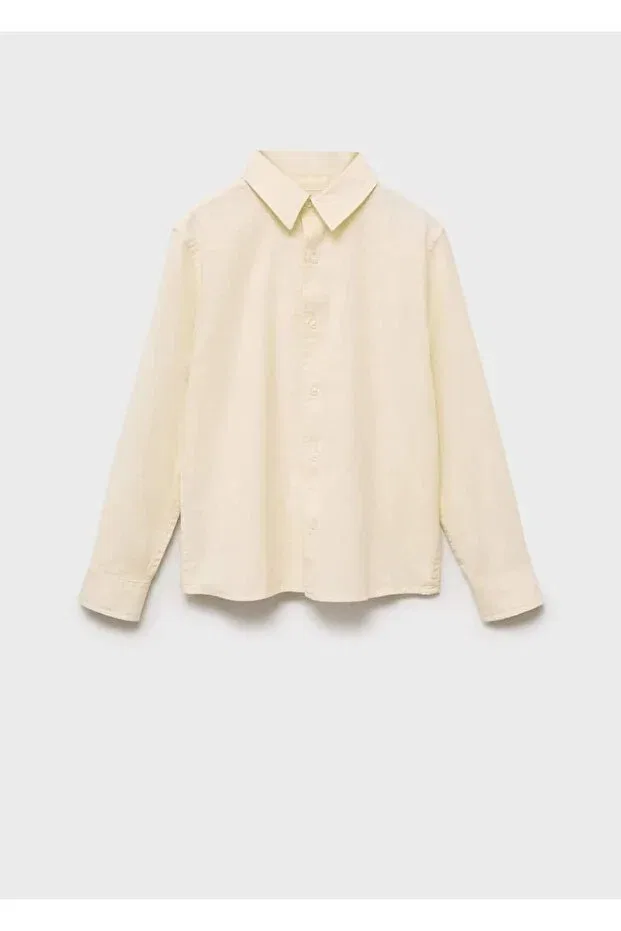 Детская рубашка для мальчиков хлопковая Mango Kids, Pastel Yellow — фото 3