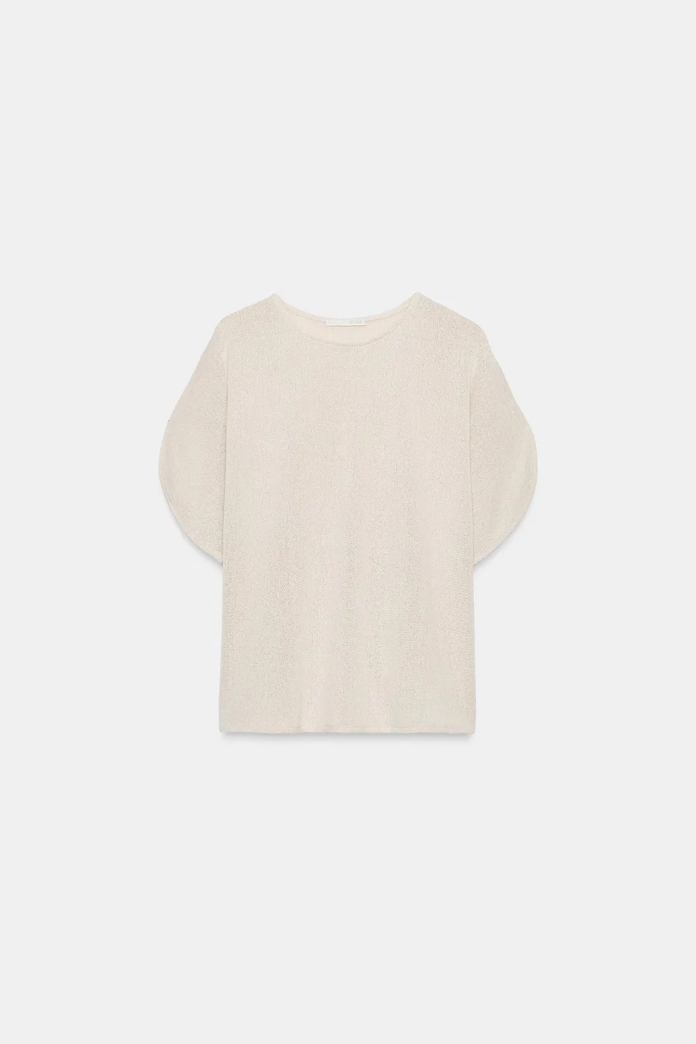 РУБАШКА С РУКАВАМИ-НАКИДКОЙ В СТИЛЕ РУСТИК ZARA, Light Beige — фото 4