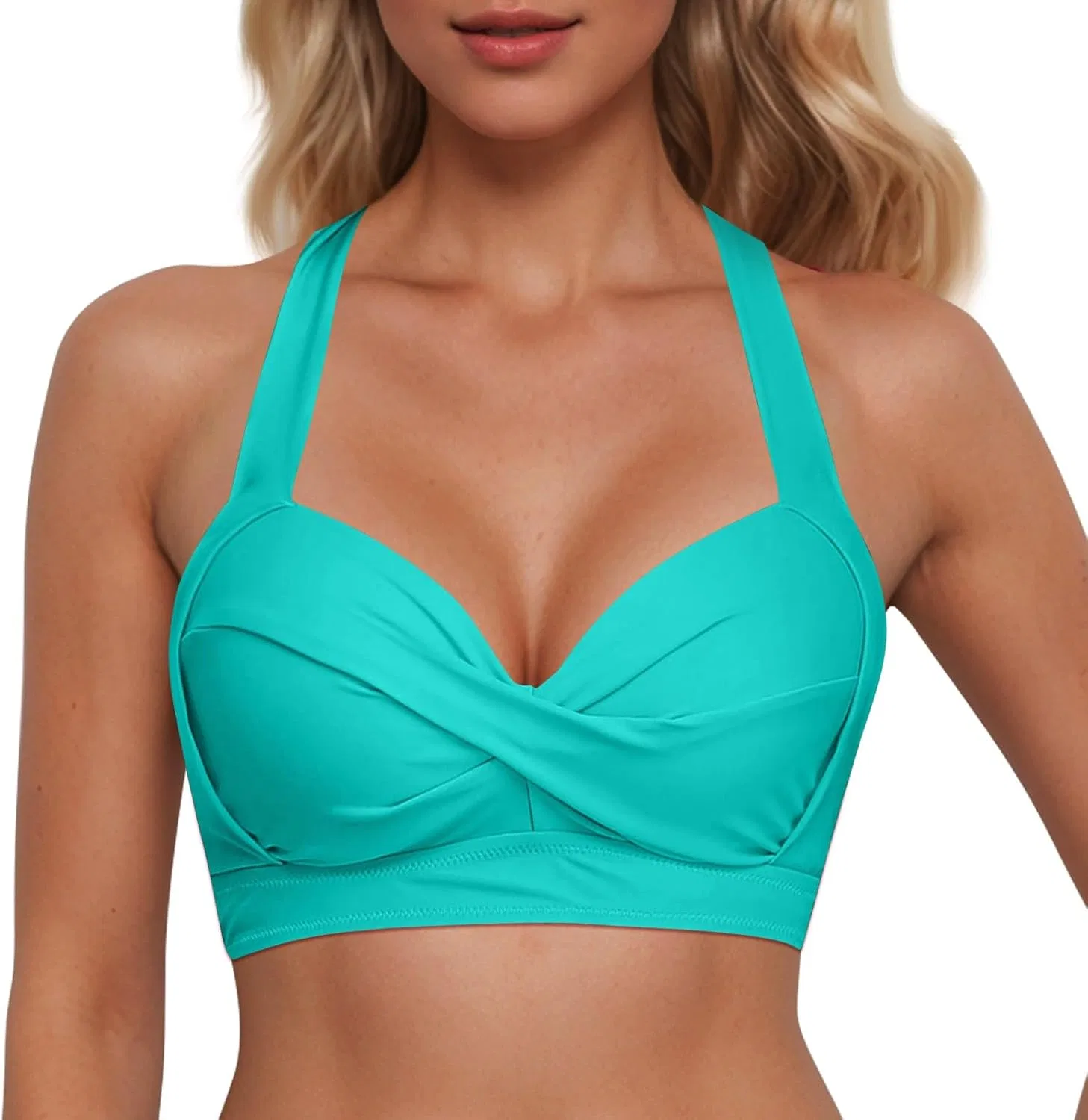 Женская танкини с вырезом и закруткой, Mint Green