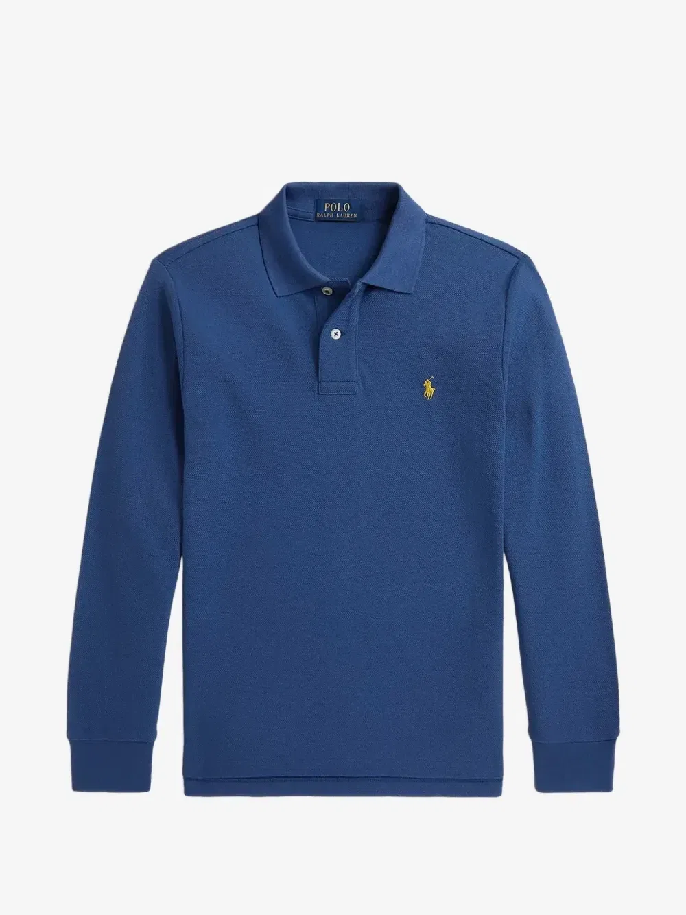 Поло с длинным рукавом из хлопковой сетки Polo Ralph Lauren Kids, синий