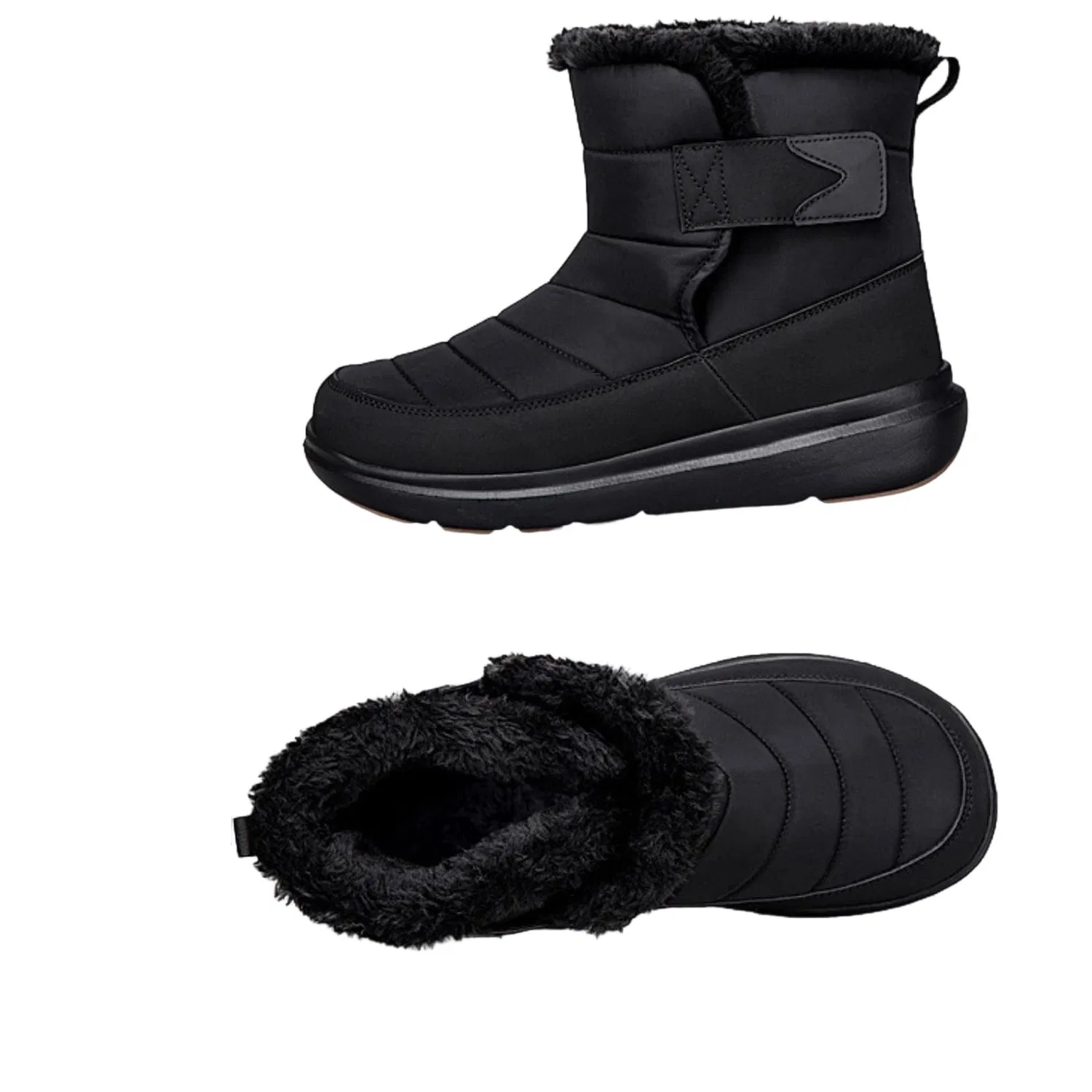 Детские зимние ботинки для девочек Thermal Boots with Outsole Comfortable Traction and Warm Fleece for Outdoor Walking in Cold Climate Conditions Fur for Women EODJXIO, Black — фото 4