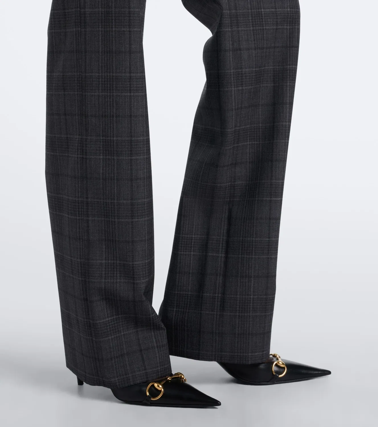 Прямые брюки из клетчатой шерсти Gucci, серый — фото 4