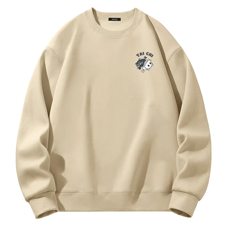 Детское свитшот с принтом Tai Chi Cat Chest Logo MINISO, Khaki