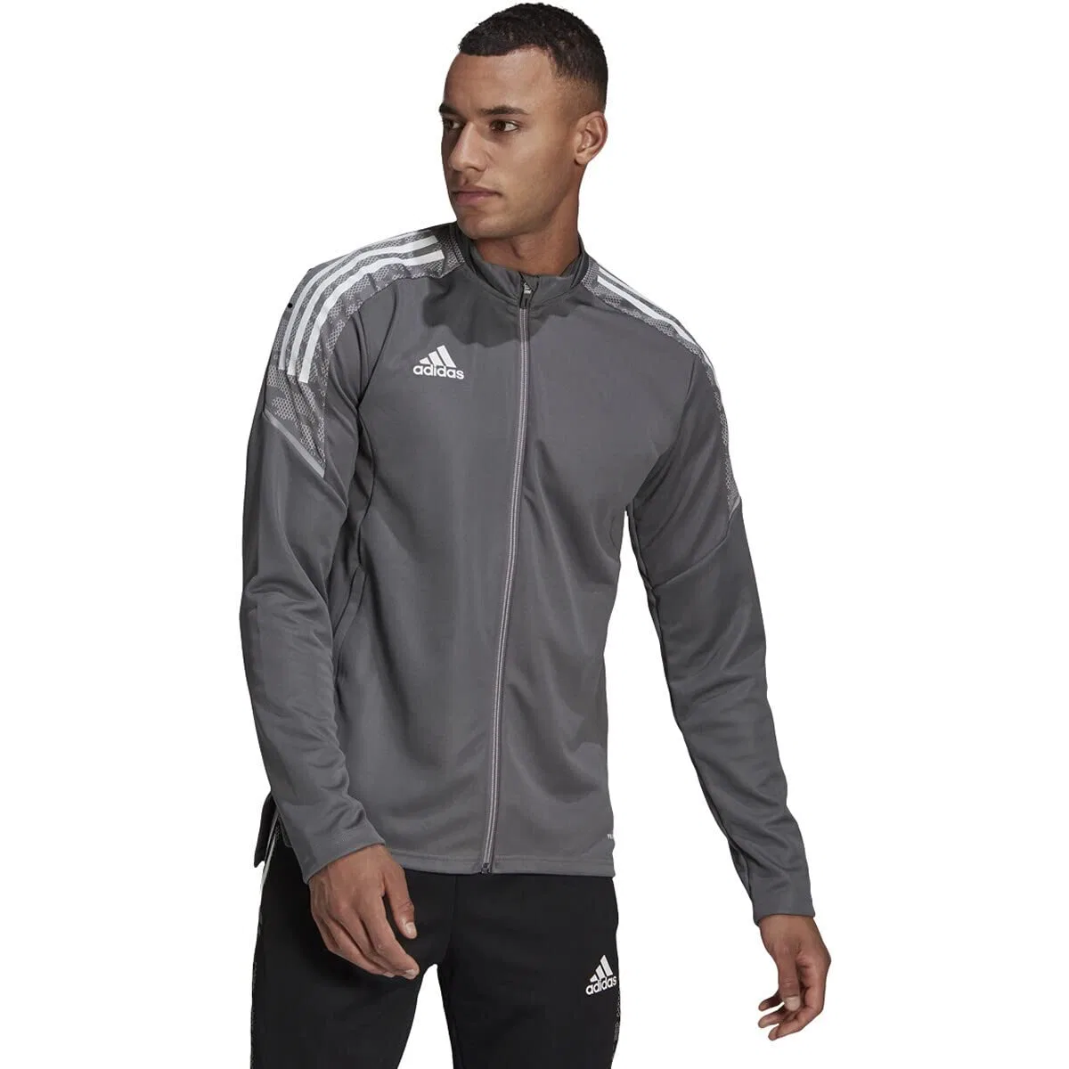 Мужская тренировочная куртка с коротким рукавом Adidas, Team Grey Four / White — фото 2