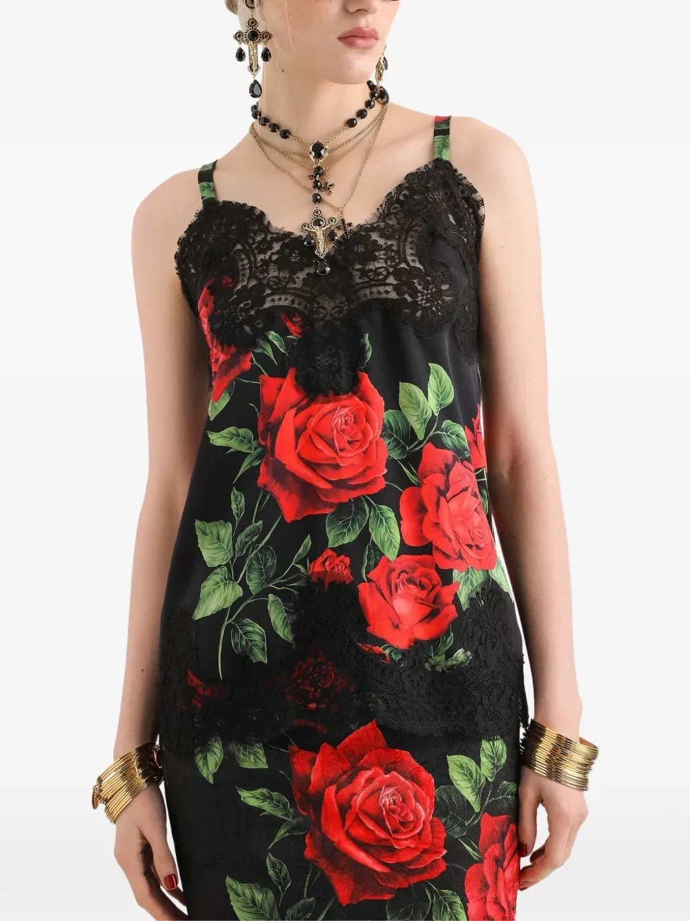 Майка атласная Dolce & Gabbana, черный — фото 2