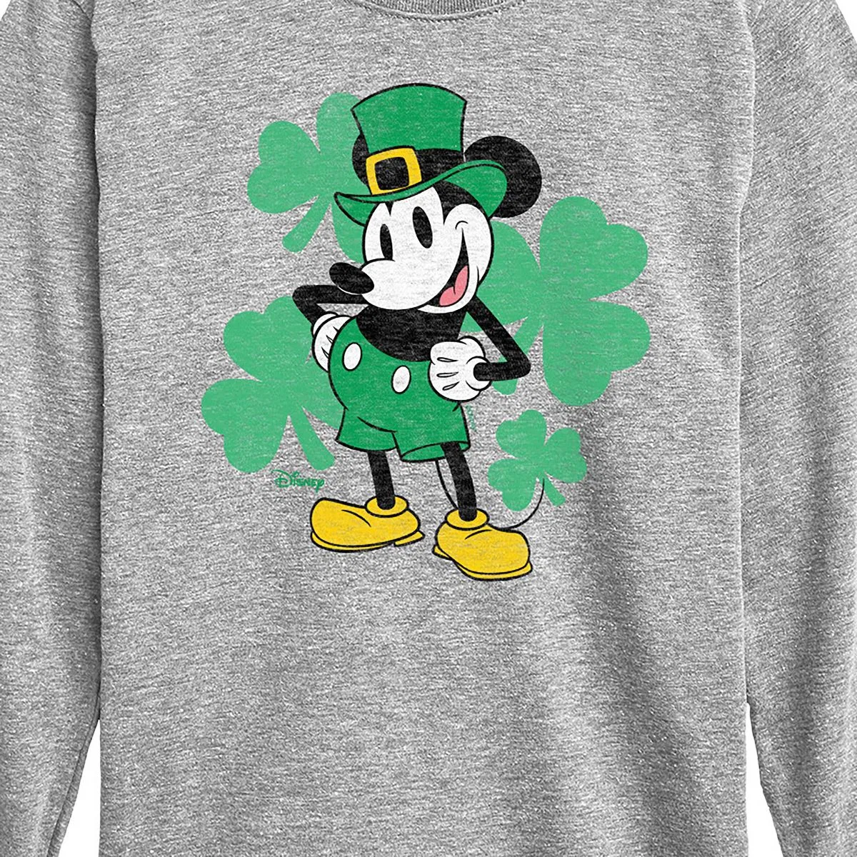 Детская футболка с длинным рукавом с принтом Leprechaun Mickey Disney, Athletic Heather — фото 2