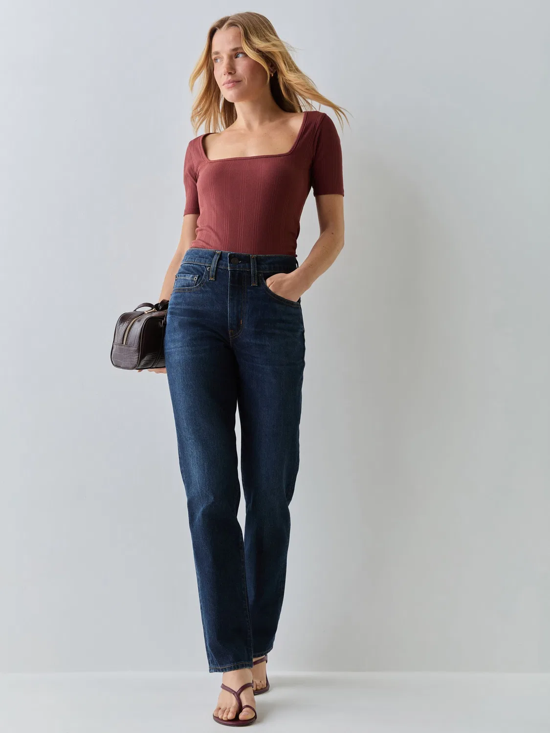 Джинсы прямого кроя, высокая посадка Levi's, темно-синие — фото 3